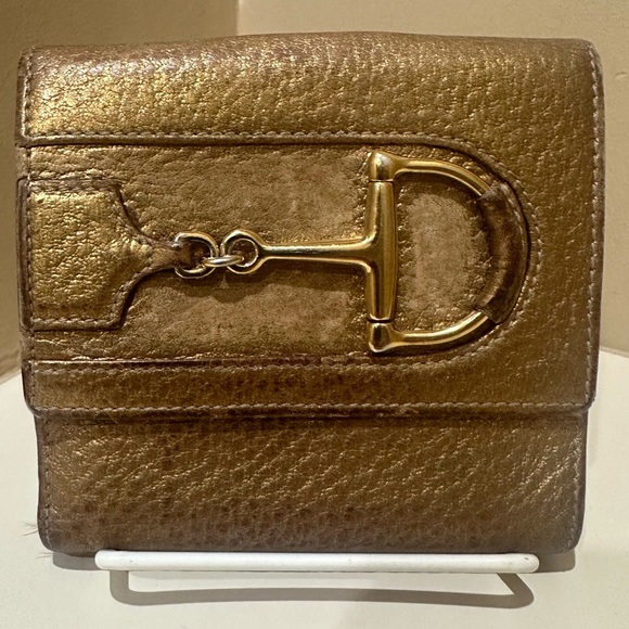 Gucci Gold Hasler Large Horsebit Bifold Wallet - Picture 1 of 13